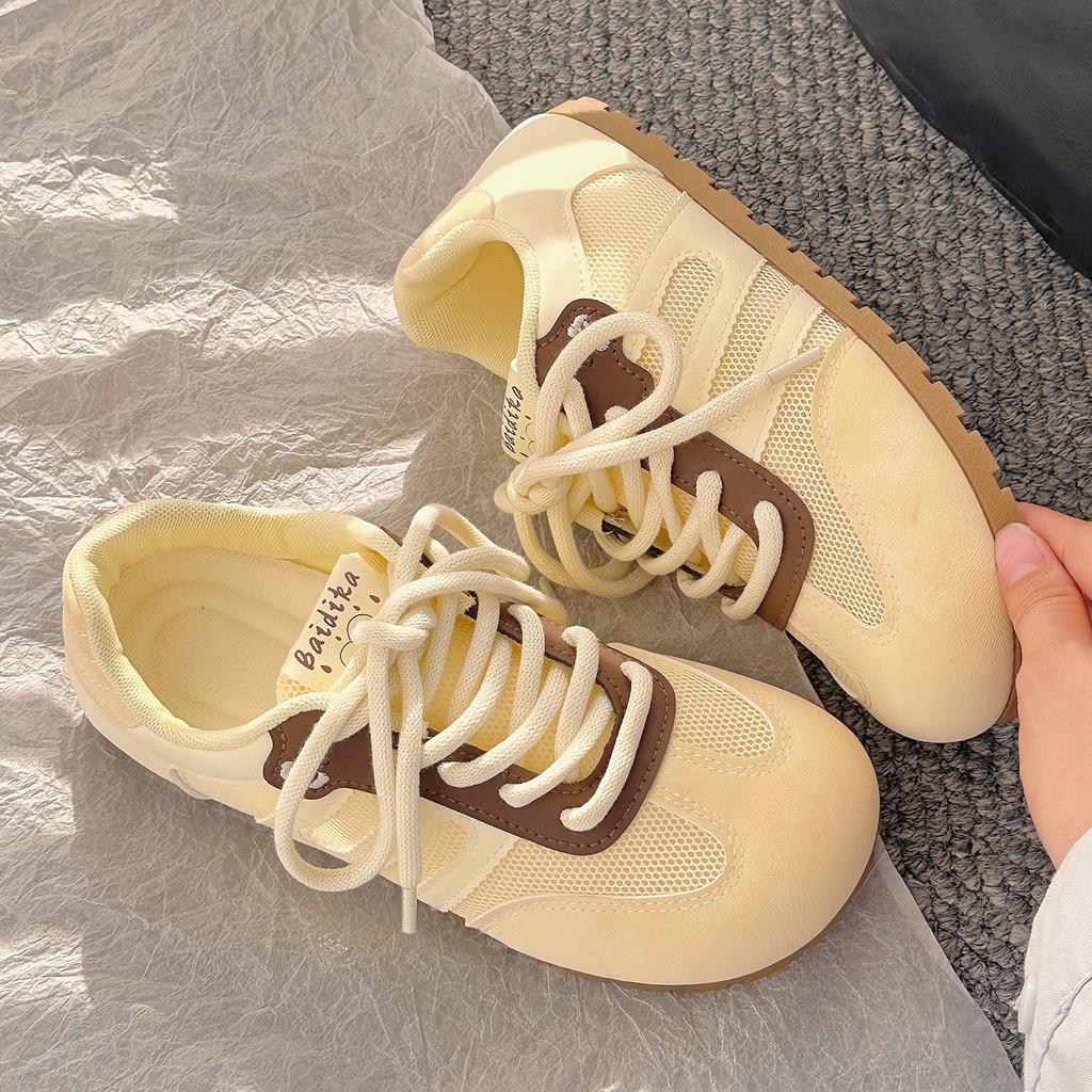 Autumn Mesh German Training Shoes Women's Breathable Thin Casual Little White Shoes 2025 New Niche with Skirts Sports Board Shoes