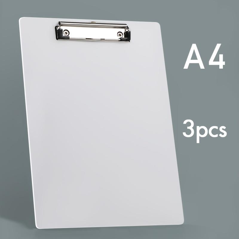 

3pcs A4 Clipboard with Metal Clips, Suitable for Notes, Forms, Documents, and Drawings, Document Holder, Office Workers белый
