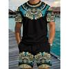 Fashion Men's Casual Suit 3D Casual Color Printing Summer T-shirt Shorts Simple