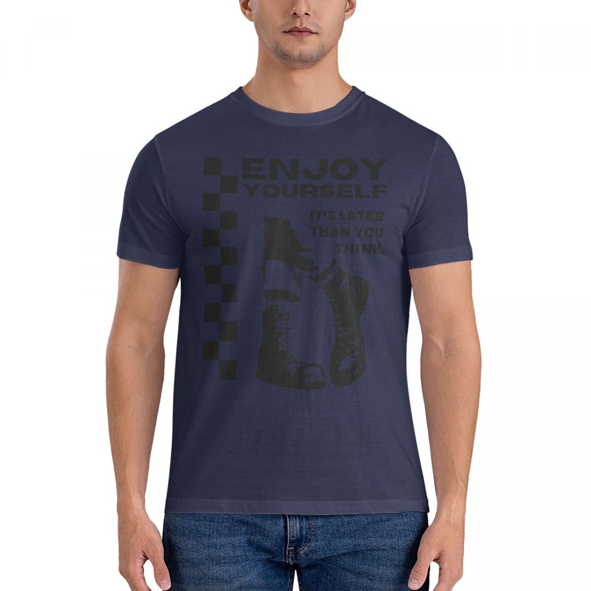 

Casual Two Tone Ska Enjoy Yourself Its Later Than You Think TShirts Men Crew Cotton T Shirt Tate McRae Short Sleeve Tee Shirt 4XL