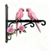 1 Peça Gancho de Parede Metálico Rosa para Exterior com Design de Dois Papagaios, Colorido, à Prova de Ferrugem e Resistente ao Sol, Acompanha Parafusos de Montagem, Muito