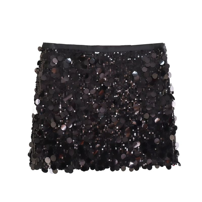 

Araltay New Arrival Fashion Style Women s Clothing Fashion All-Match Casual Simple and Short Sequin Mini Skirt 3920 139 Black L