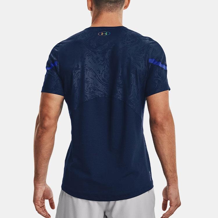 Under Armour Camiseta de Manga Corta con Cuello Redondo Dopamina Ajustada de Corte Recto Estampado de Logo Sólido para Hombre Tops Azul Oscuro 1370318-408