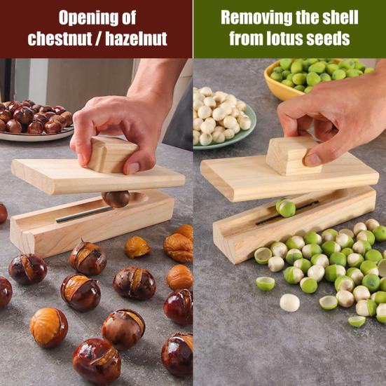 Chestnut Mouthpiece Macadamia Pecans Hazelnuts Opener Easy to Use Portable Lightweight Wooden Nut Cracker Tool