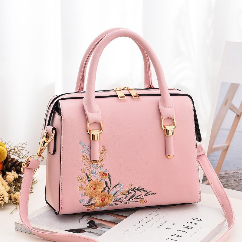Style Pu Handbag With Embroidered Flowers For Daily Fashion And Casual Outings