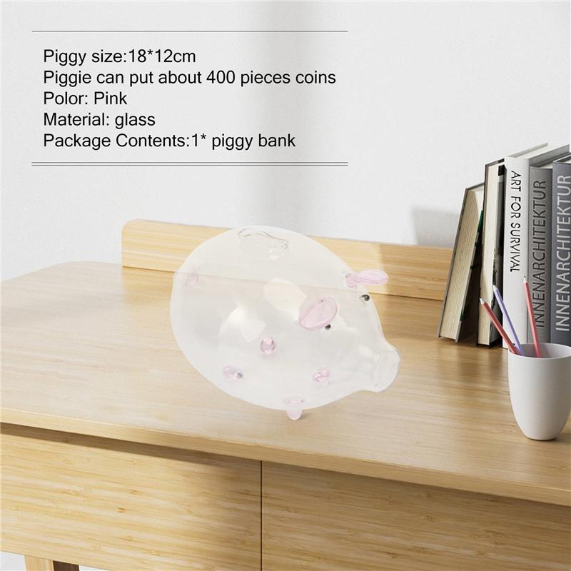 

AD23-Pig Piggy Bank Money Boxes Coin Saving Box Cute Transparent Glass Souvenir Birthday Gift For Children Kids розовый