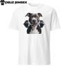 Unisexové tričko s unikátním pitbulteriérem s činkou | Krátký rukáv, tričko pro psy do posilovny