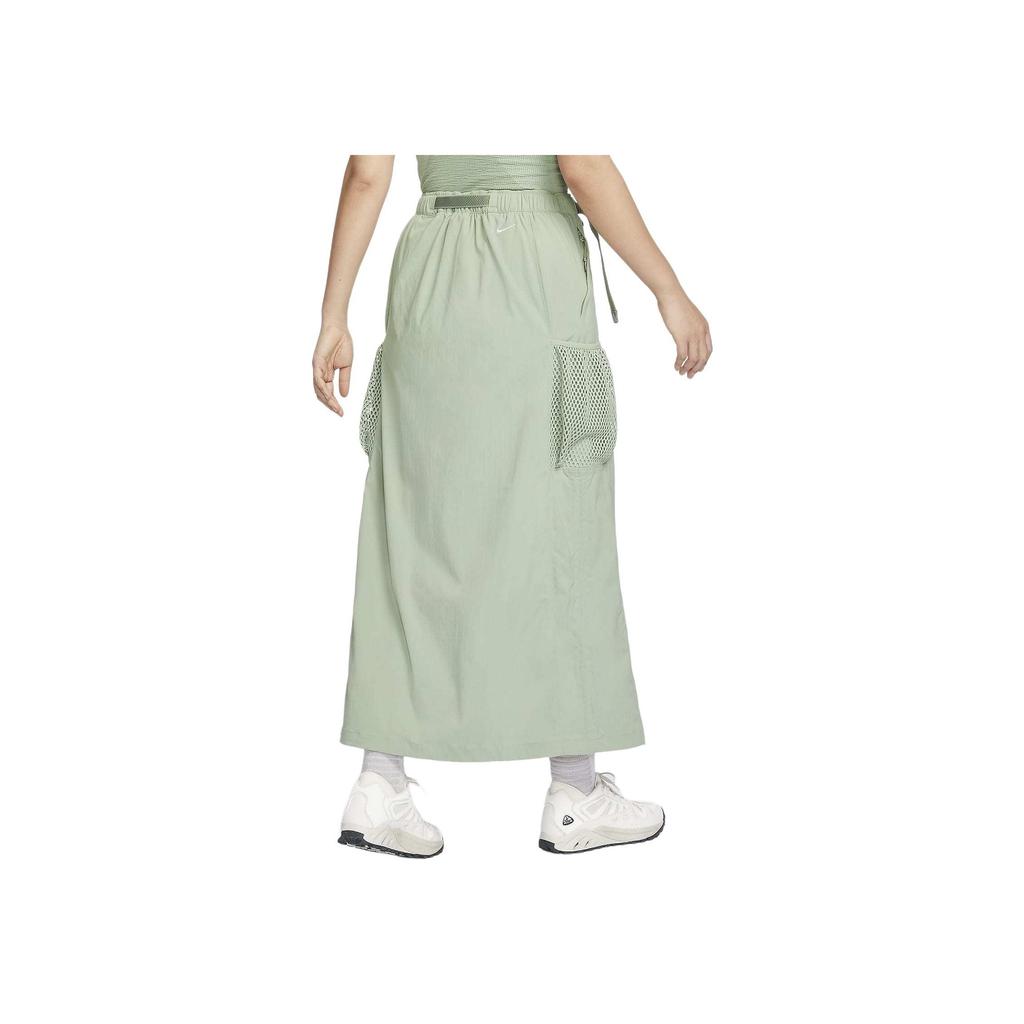 Nike ACG Snowgrass Logo Solid Color Midi Casual Skirt Women Skirts Horizon-Green Mountain-White FV7322-370