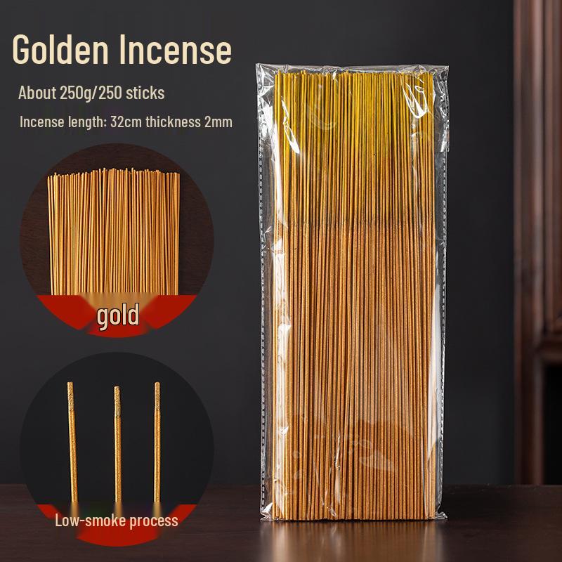 Golden Smokeless Sandalwood Bamboo Incense Sticks for Worship and Offerings