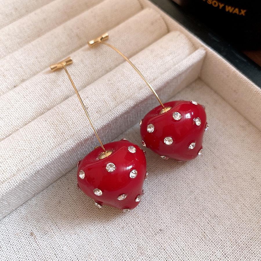 Ancola Silver Needle Red Heart Earrings – Fashionable, Luxurious & Elegant for Autumn/Winter 2025