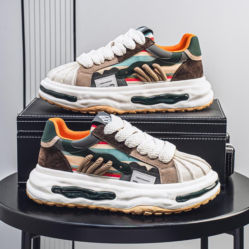 

Shell head 2025 summer new thin men s shoes trend color matching dopamine big head casual board shoes thick sole increase 44