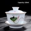 Jingdezhen-Porcelain Tea Set, Ceramic Teacups and Saucers, Handpainted Lotus, Travel, Easy Gaiwan, Porcelain Cup, Tableware