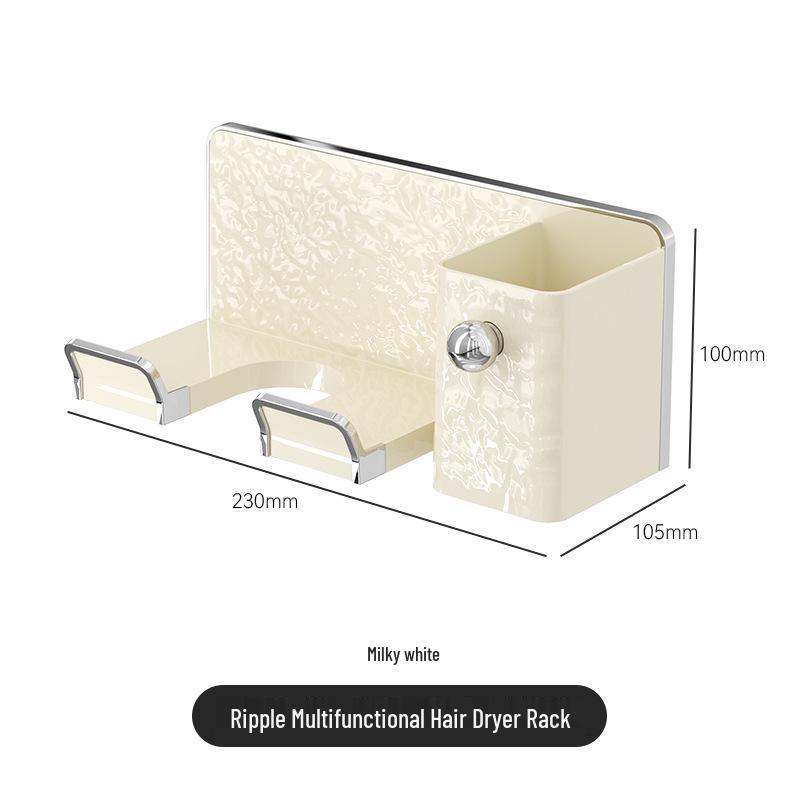 Wall-Mounted No-Drill Hair Dryer Holder & Storage Rack for Bathroom