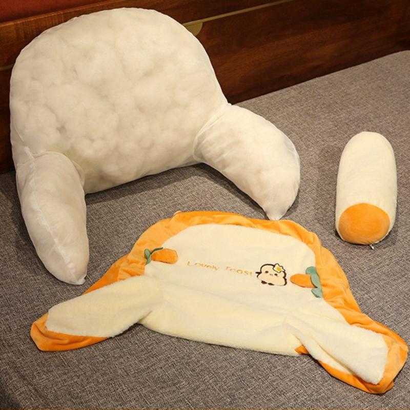 Bedhead Backrest Pillow Dormitory Reading Pillow Pregnant Women Protect Their Waist Plush Cartoon Pattern Seat Cushion with Zipper