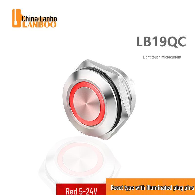 Lanbo Metal Tactile Push Button Switch, 16-22mm, High Current, Momentary, IP67, Lighted Reset.