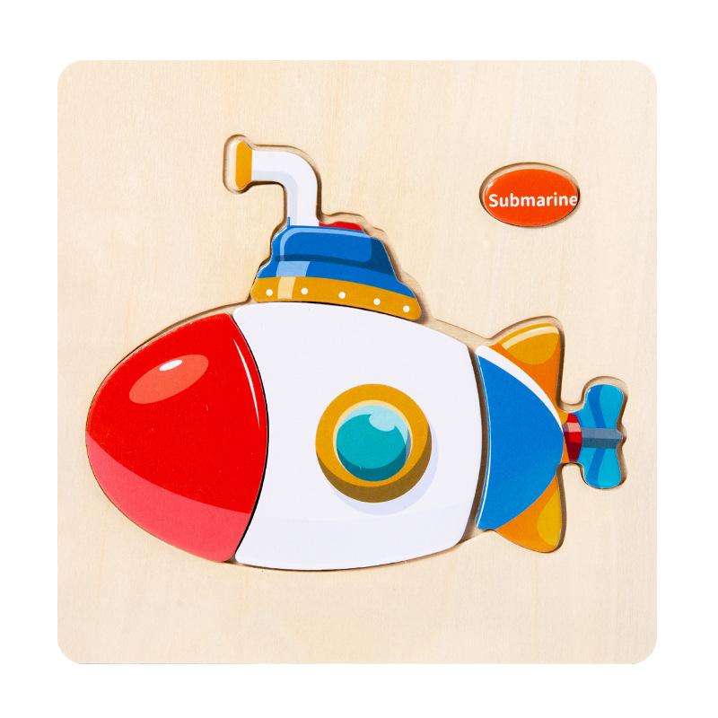 Children's 3D Wooden Animal & Transportation Shape Puzzle for Early Education