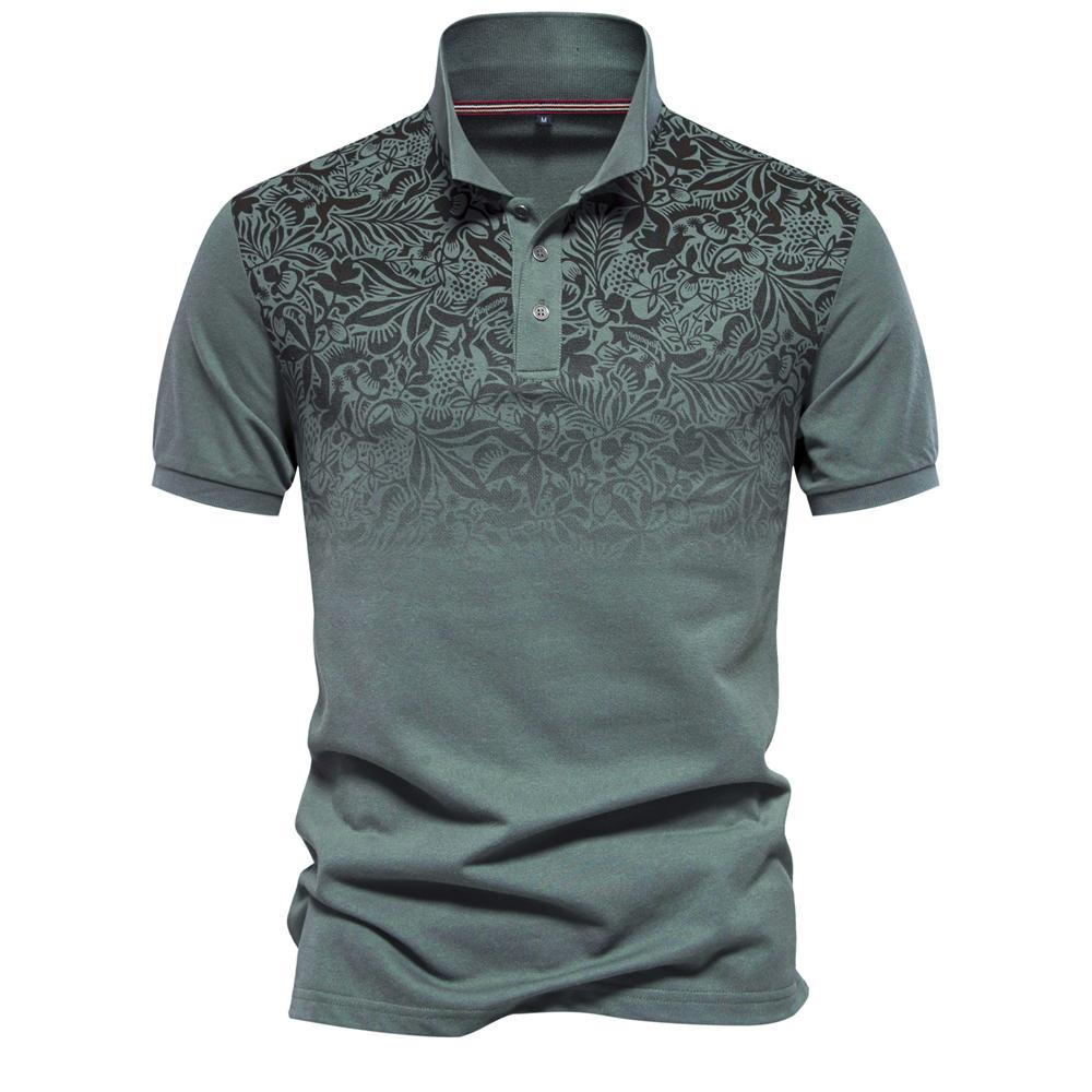 Men’s Summer T-shirts Cotton Polyester Gradient Printed Polo Shirts Short Sleeves Fashion Tops Golf Shirt Daily Casual Menswear