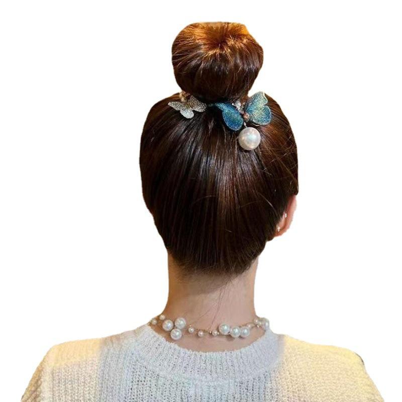 Lady Charm Ball Hair Clip Butterfly Pearl Ponytail Clip Headdress Head Buckle Hair Accessories