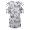 Women's Fashion Casual V-Neck Zipper Printed Off-Shoulder Short-Sleeved T-Shirt Top