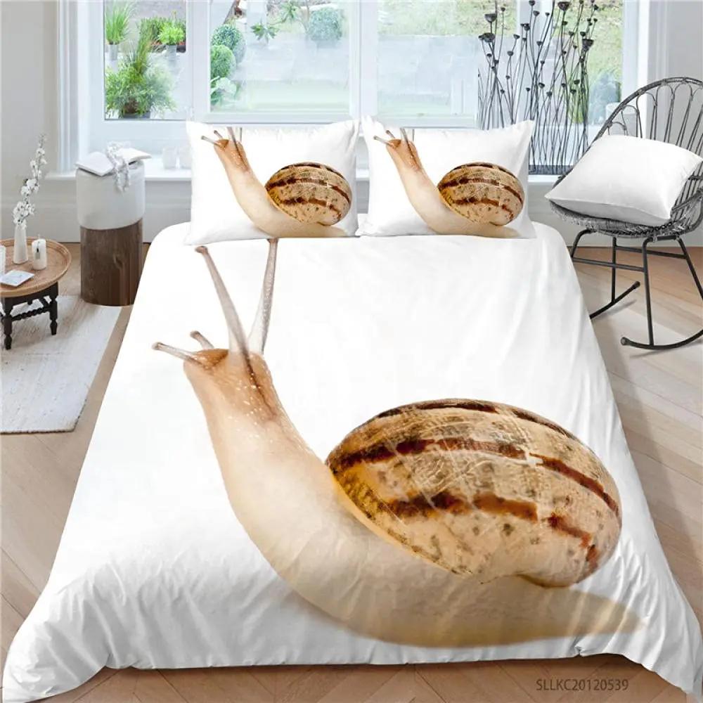 Colourful Snail Duvet Cover Set Cute Kawaii Animal Polyester Bedding Set Comforter Cover King Queen Size For Kids Boys Girls