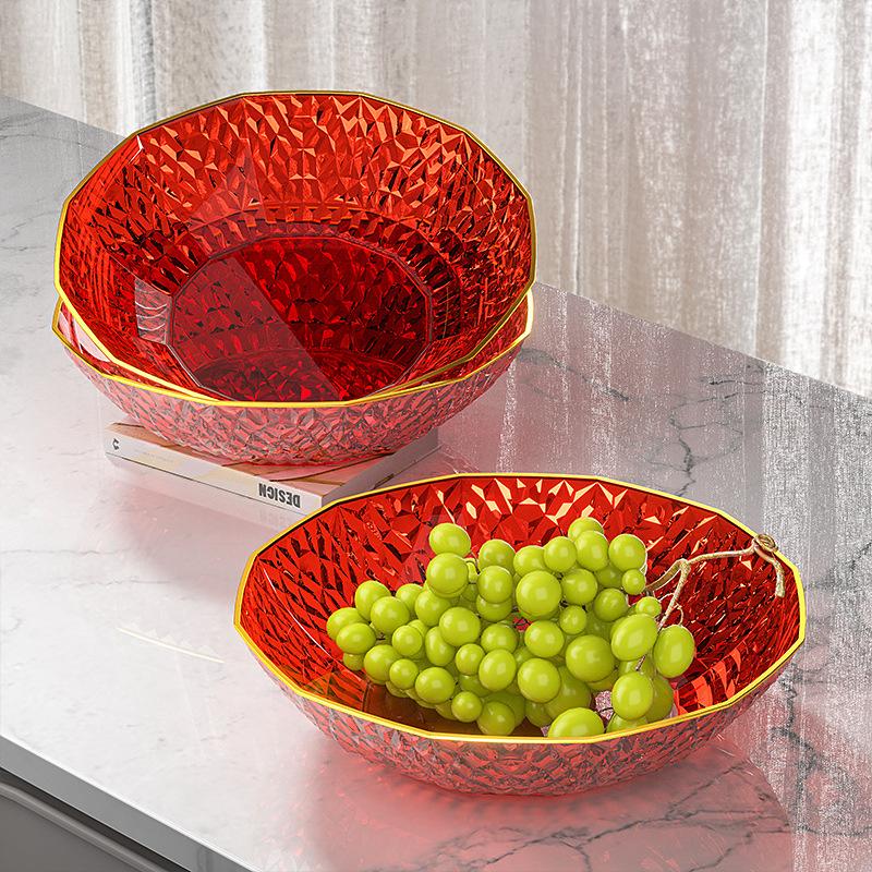 

Delicate Fruit Plate Household Living Room Coffee Table Fruit Plate Candy Snack Plate High-End Sense Light Luxury Plastic High-End червоний