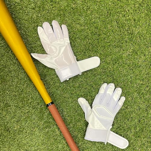 CUTTERS Batting Gloves B444S Power Control 4.0 Solid, Two-Handed, Baseball/Softball, XL, White