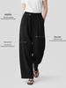 Women's Summer Cotton Wide-Leg Cropped Pants - Solid Color, Comfortable & Slimming Casual Straight-Leg Design