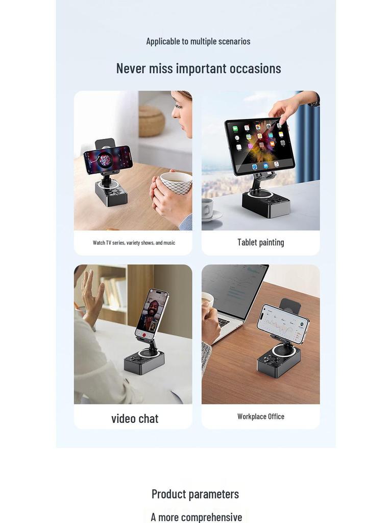 360° Rotating Phone Holder & Bluetooth Speaker - Desktop Stand with High-Quality Sound