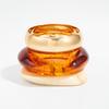 Vintage Amber Smudged Acrylic Bracelet, Fashionable Metal Glossy Resin Wide Bracelet