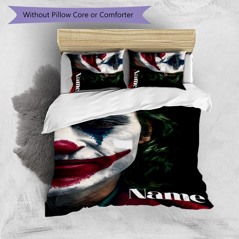 3pcs Custom Name Cartoon Joker Bedding Set Duvet Cover Closure Includes 1 Duvet Cover & 2 Pillowcases for All Seasons Bedroom Decor