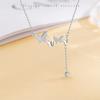Butterfly Tassel Necklace for Women Simple and Fashionable High-end Diamond Inlaid Pendant Niche Design Versatile Collarbone Chain