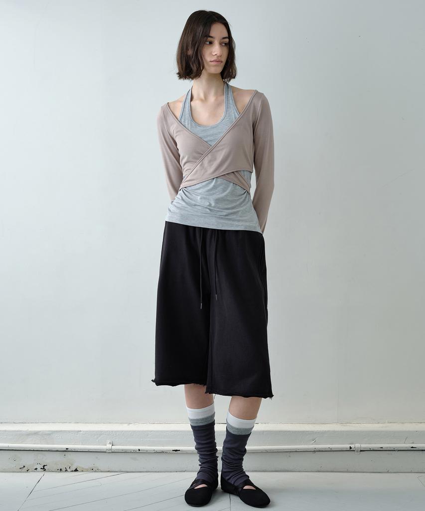Simeteuligpeosenteu Halter Layered X Wrap Top / Beige