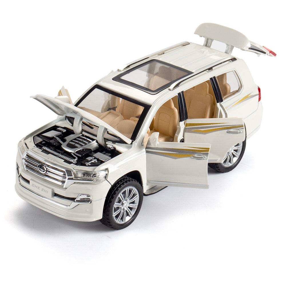 Model autíčka Toyota Land Cruiser v měřítku 1/24, stahovací autíčko se zvukem a světlem pro děti Batole Kluci Dívčí Dárková kolekce