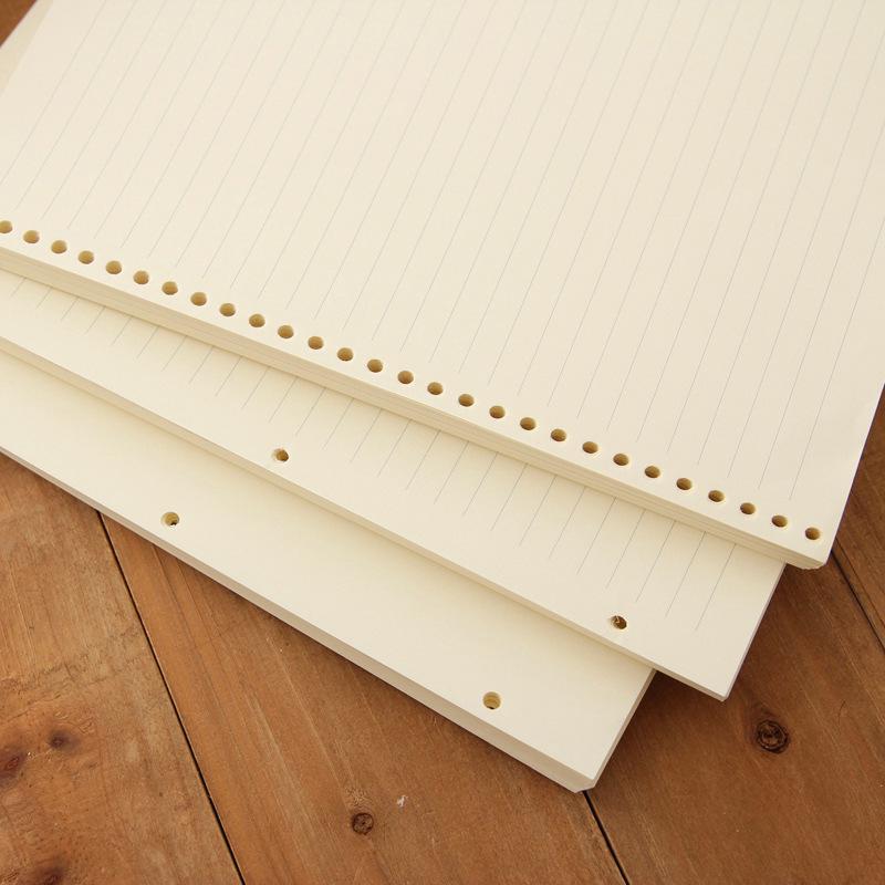 A4 Grid Kraft Paper Loose-Leaf Notebook with 30-Hole Refill - Retro Style
