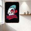 Vintage Style Metal Tin Sign with Native American Baseball Character - Follow the Indians, Weathered Rustic Wall Decor for Man C