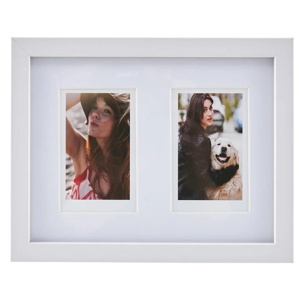 Instax Photo Frame 2-Window Display Frame 2 Instax Photos Horizontal Vertical Tabletop Wall Hanging Home Office Decor Gift Idea