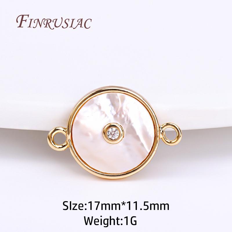 

Trendy Gold Plated Shell Connector Charms For Necklace Jewelry Findings,Inlaid Zircon Round Connector Pendants DIY Accessories 1 Piece
