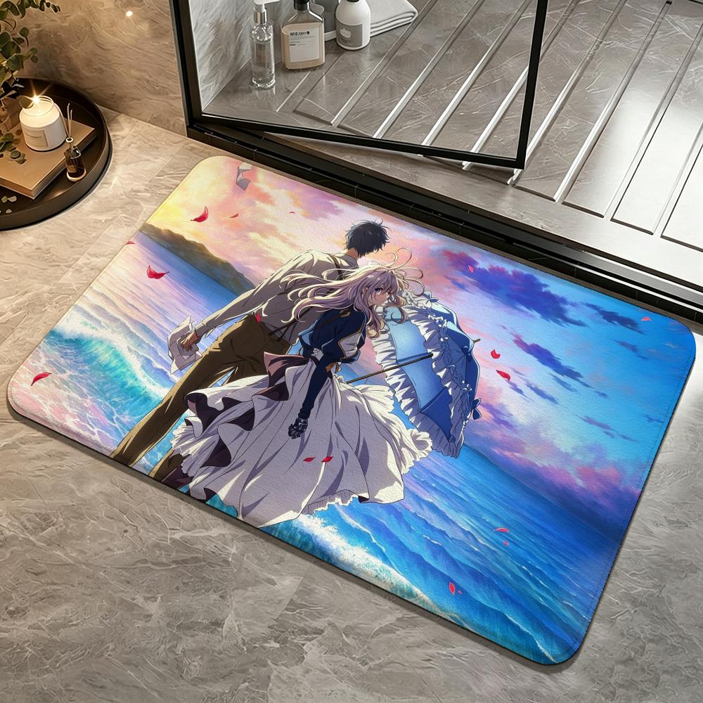 Anime-Violet EvergardenS Floor Mat Bedroom Carpet, Bathroom Foot Mat, Doormat, Non-Slip Absorbent Multi-Use