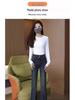 Velvet-Enhanced Thick Denim Flare Pants: High-Waisted, Double-Button Style for Women - 2025 Autumn/Winter Trendy Fashion.