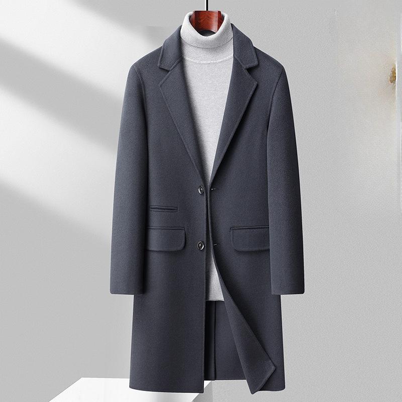 Пальто мужское молодежное осенне-зимнее пальто из 100 шерсти — фото 4
