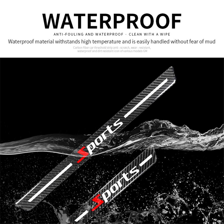 4x Universal Car Door Scuff Sill Cover Panel Step Protector Trim Carbon Fiber