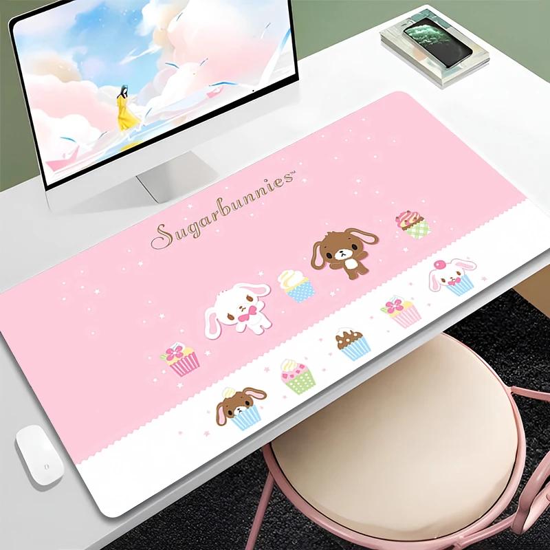 Pink Cute Mouse Pad Laptop SSugar Bunnies Nonslip Computer Mouse Mats Gamer Laptop Pad Pc Accessories Kawaii Mousepad Deskpad
