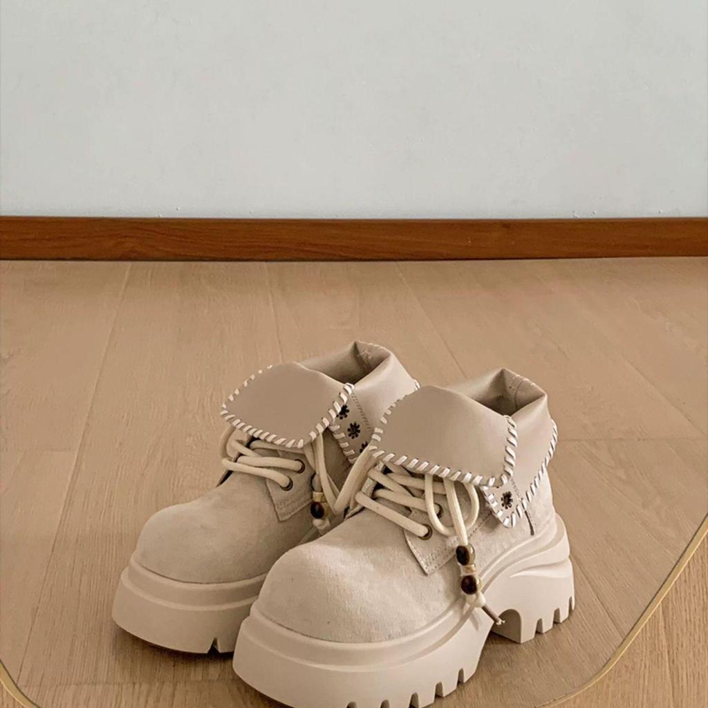 British-Style Petite Platform Martin Boots - Women's Vintage Autumn Short Boots with Height-Enhancing Slimming Effect