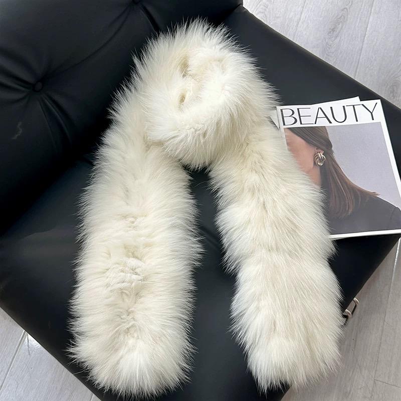 2025 Winter Fashion Luxury Fox Fur Scarf Woman Double-sided Thicken Soft Long Real Fur Scarf Neck Warmer