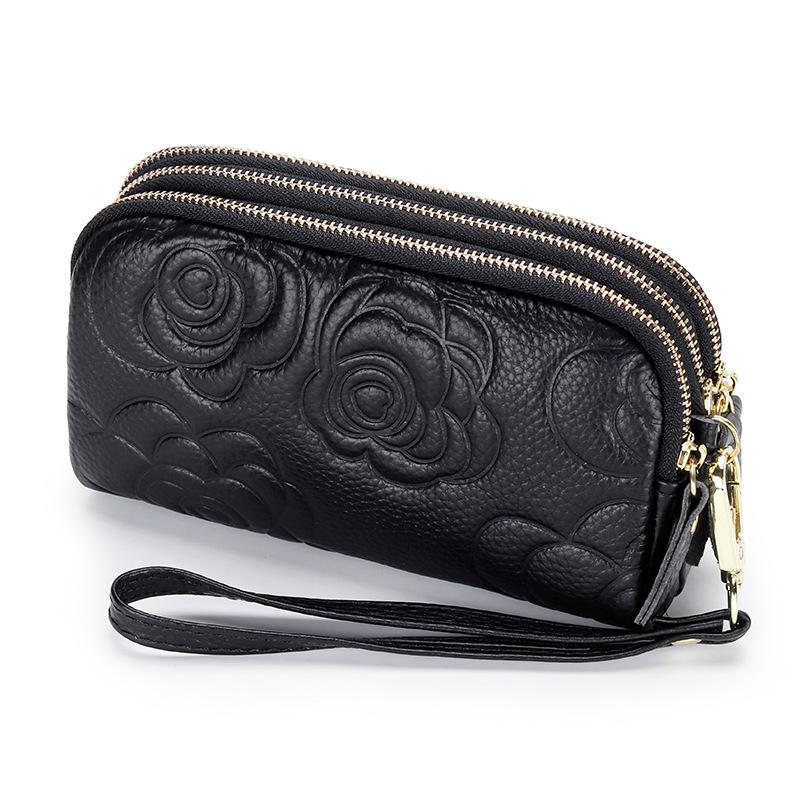 

Длинный кошелек из натуральной кожи для женщин, клатчи для женщин, многослойная сумка на молнии, женская сумка, сумка для мобильного телефона
