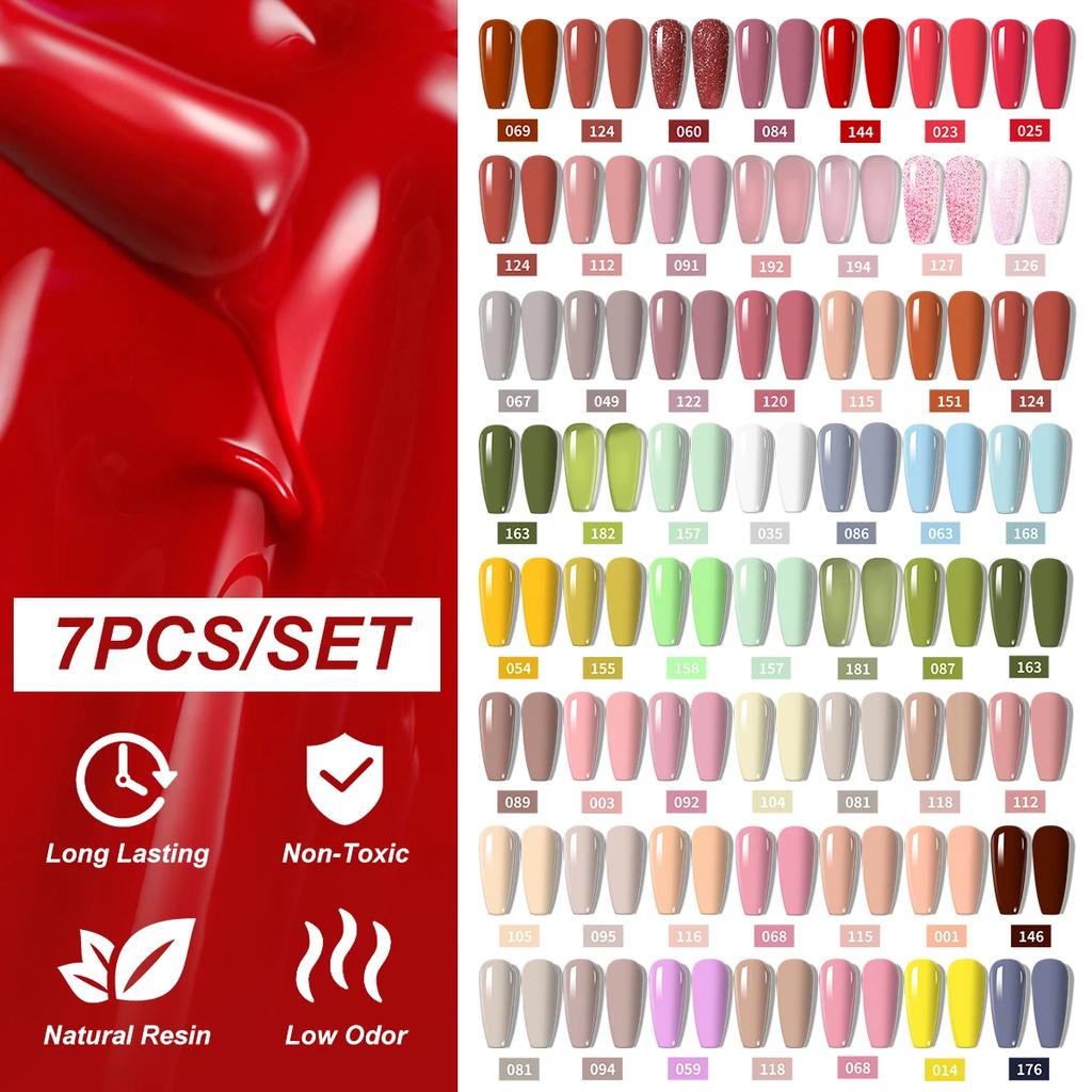 LIMEGIRL 7PCS Nail Polish Gel Kit Nail Art DIY Design All for Decoration Soaking UV Gel Long-lasting Manicure Gel Vernis Kit