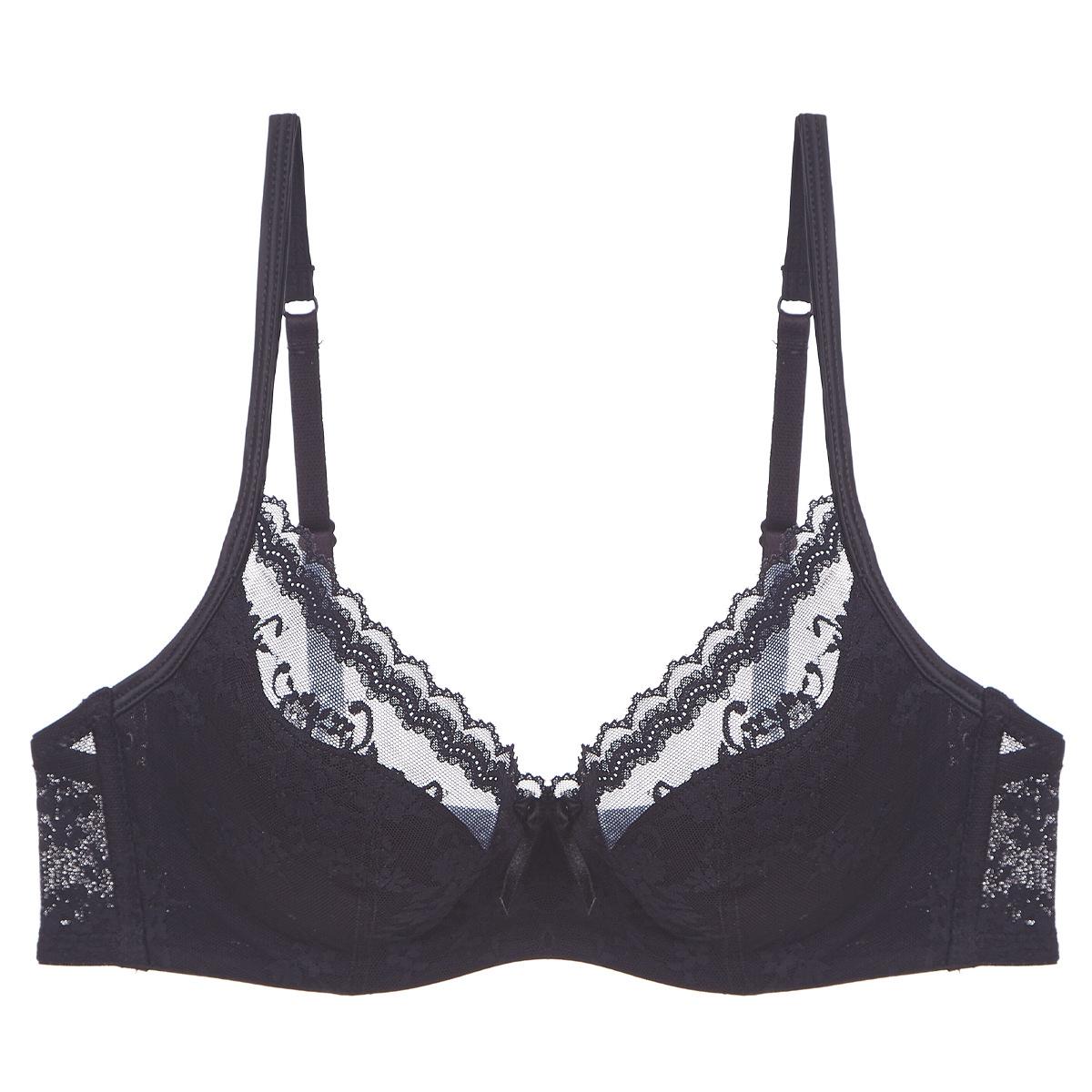 

Sexy lace underwear summer pure desire thin cup soft steel ring French underwear large chest small large size bra cover 85C