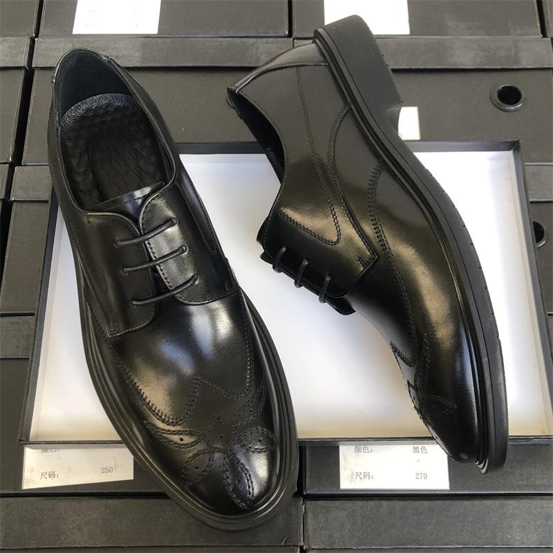 Brock Leather Shoes Men'S Business Dress Leather Breathable Suit Work Commuter Shoes Men'S Leather Shoes Groom Wedding Shoes