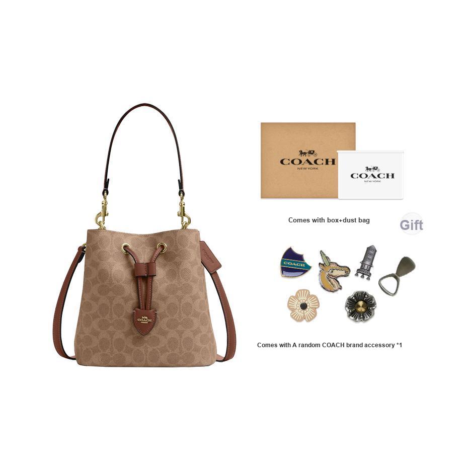 Coach Rowan 22 Logo Classic Faux Leather Bucket Bag Women handbags Brown CBH07-IMXHE
