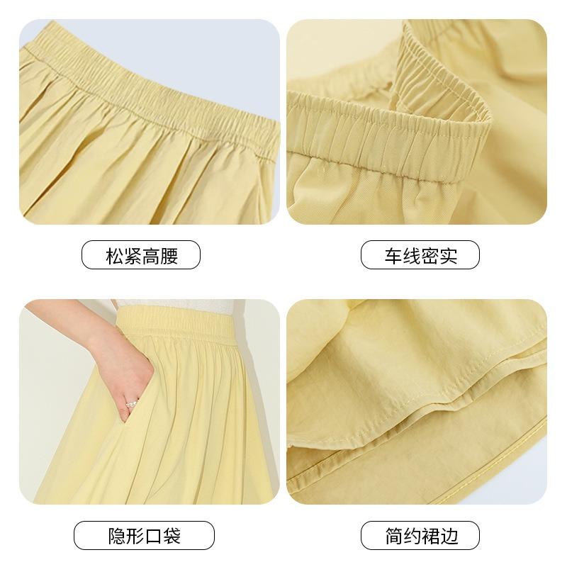 Bust Skirt Women's New Summer High Waist and Thin Ice Silk Pleated Long Skirt Small Casual Yamamoto Skirt